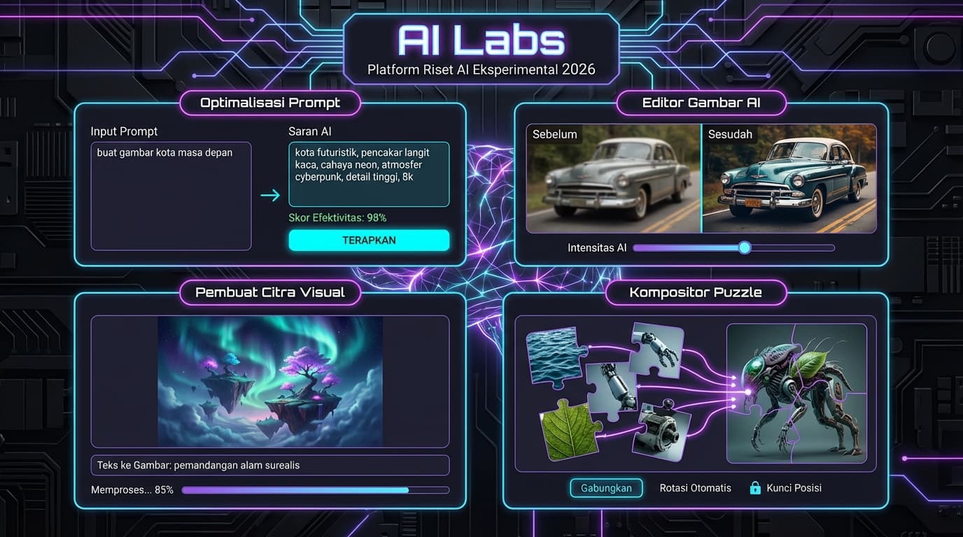 AI Labs — Tools buat power user yang mau ngulik lebih dalam — optimasi prompt, edit image, mix layout, eksperimen bebas.